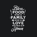 Bless the food kitchen typography. Vector vintage illustration.