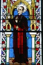 Blessed Aloysius Stepinac, stained glass window in the St Nicholas Church in Bistra, Croatia Royalty Free Stock Photo