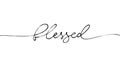 Blessed hand writing black vector line lettering.
