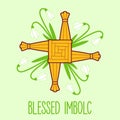 Blessed Imbolc greeting card with Brigid cross