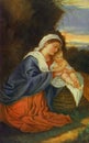 Blessed Virgin Mary and Baby Jesus Vintage Painting of The Holy Family