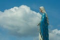 The Blessed Virgin Mary statue standing in front of The Cathedral of the Immaculate Conception at The Roman Catholic Diocese. Royalty Free Stock Photo