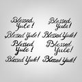 Blessed yule black ink vector lettering set