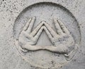 Blessing gesture depicted on the gravestone of Rabbi Royalty Free Stock Photo