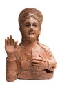 Blessing terracotta bust of goddess Astarte, also considered as gorgon, 5th Century BCE Royalty Free Stock Photo