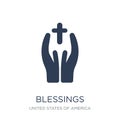 blessings icon. Trendy flat vector blessings icon on white background from United States of America collection