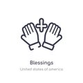 blessings outline icon. isolated line vector illustration from united states of america collection. editable thin stroke blessings