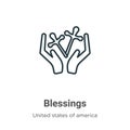 Blessings outline vector icon. Thin line black blessings icon, flat vector simple element illustration from editable united states