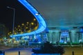 Blue bridge, lighted in the night