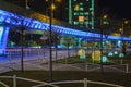 Blue bridge, lighted in the night