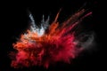 blew up of colorful holi powder paints in Vivid red colors