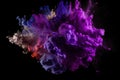 blew up of purple paint with drops and splashes Royalty Free Stock Photo