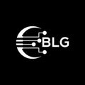 BLG Letter logo black background .BLG technology logo design vector image in illustrator .BLG letter logo design for entrepreneur Royalty Free Stock Photo