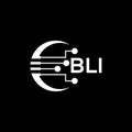 BLI Letter logo black background .BLI technology logo design vector image in illustrator .BLI letter logo design for entrepreneur Royalty Free Stock Photo