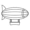 Blimp aircraft flying icon, outline style