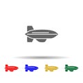 Blimp aircraft multi color style icon. Simple glyph, flat vector of transport icons for ui and ux, website or mobile application Royalty Free Stock Photo