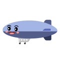 Blimp transportation cartoon character side view vector illustration