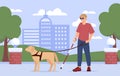 Blind boy with dog vector concept