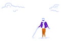 Blind businessman alone walking stick crisis business hidden threats and risks concept horizontal sketch doodle
