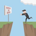 Blind Businessman Run George Of Debt Cliff Color Illustration