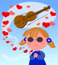 Blind cartoon violinist girl