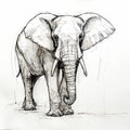 Blind Contour Elephant Full Body Sketch