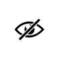 Blind, Disabled Eye, No View, Hidden visibility. Flat Vector Icon illustration. Simple black symbol on white background. Blind,