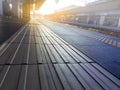 Blind floor tiles on train station platform