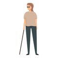 Blind girl icon cartoon vector. People service guide