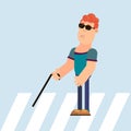 Blind guy on a pedestrian crossing