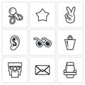 Blind listening songs artist icons set. Vector Illustration.