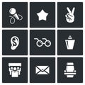 Blind listening songs artist icons set. Vector Illustration.