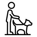 Blind man with dog icon, outline style