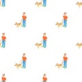 Blind man with guide dog pattern seamless vector Royalty Free Stock Photo
