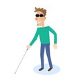 Blind man icon. Vector flat character illustration. Royalty Free Stock Photo