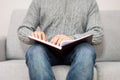 Blind man reading braille book. Royalty Free Stock Photo