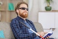 blind man reading braille at home Royalty Free Stock Photo