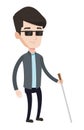 Blind man with stick vector illustration.