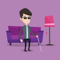 Blind man with stick vector illustration.