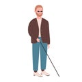 Blind man with walking stick