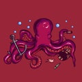 The blind octopus Digital Illustration. vector art Royalty Free Stock Photo