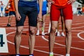 blind para athlete runner with guide in starting line sprint race