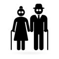 Blind people. Senior couple with walking cane. Senior men and women. Vector illustration. EPS 10