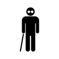 Blind people. Senior man with walking cane. Vector illustration. EPS 10
