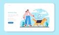 Blind person assistance dog web banner or landing page. Guide dog handler