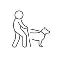 Blind person with dog line icon Royalty Free Stock Photo