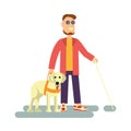 Blind person with guide dog