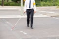 Blind Person Walking On Street Royalty Free Stock Photo