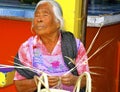 Blind senior female basket maker, Mexico