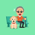 Blind senior man and his dog
